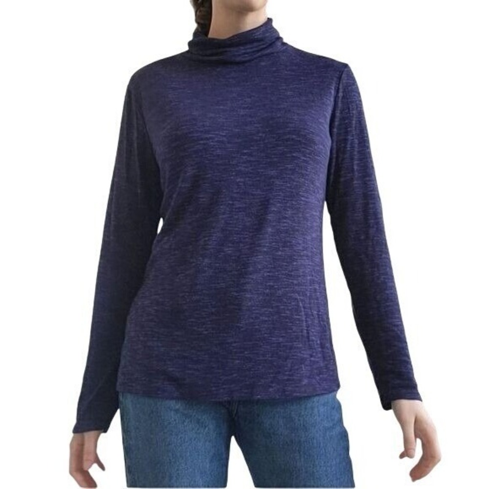 Apt. 9 Womens Navy Blue Space Dye Turtleneck Long Sleeve Knit Top Size Medium